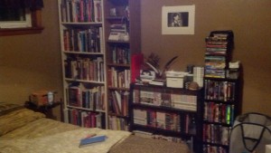 bookshelves full of books