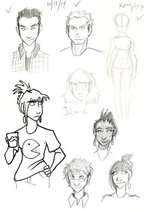 character sketches from seeing him the trans man webcomic