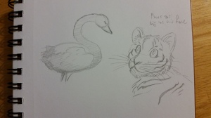 warm up sketch black swan and tiger cub