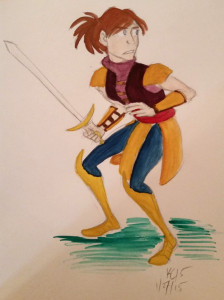 watercolor warrior sketch