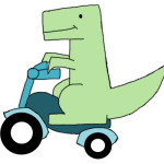 mr dino on a bike