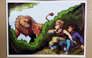 claire and tracy encounter lion mini-print