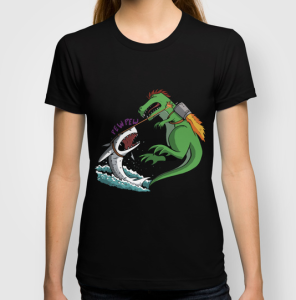 t rex vs shark t shirt