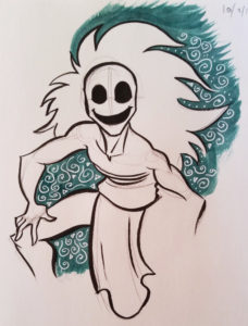 inktober artsnacks sketch of mask dancer using new art supplies
