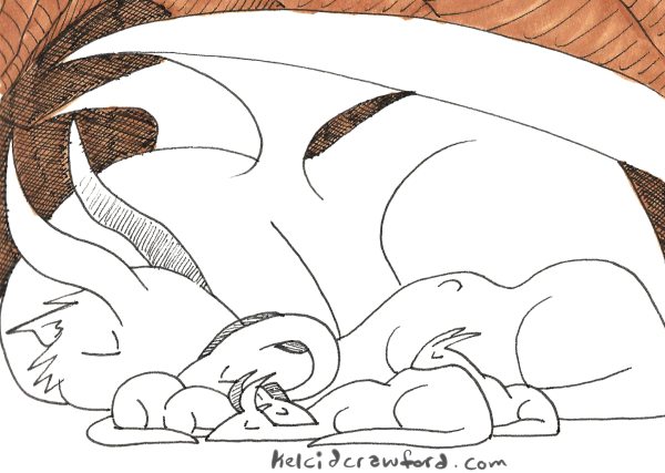 sleeping dragon sketch for blog post about why freelancers need one day off a week