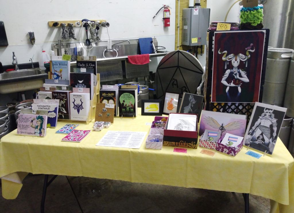 my artist alley table at Aistear Con 3