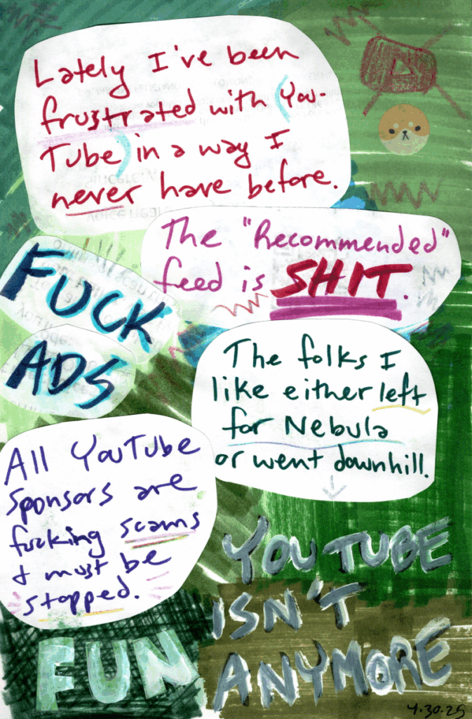 collage of my frustrations with YouTube as a platform