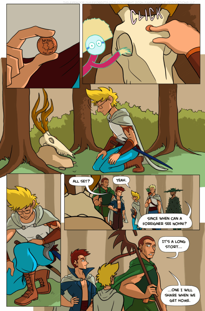in this page of The Legend of Jamie Roberts, Jamie leaves an offering for a spirit
